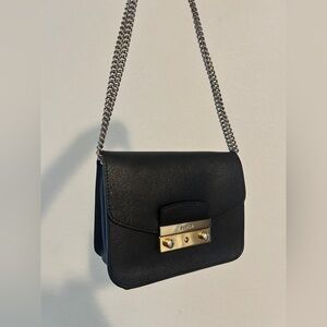 Furla Metropolis Mini Crossbody – Black Saffiano Leather, w/ Dust Bag- EUC